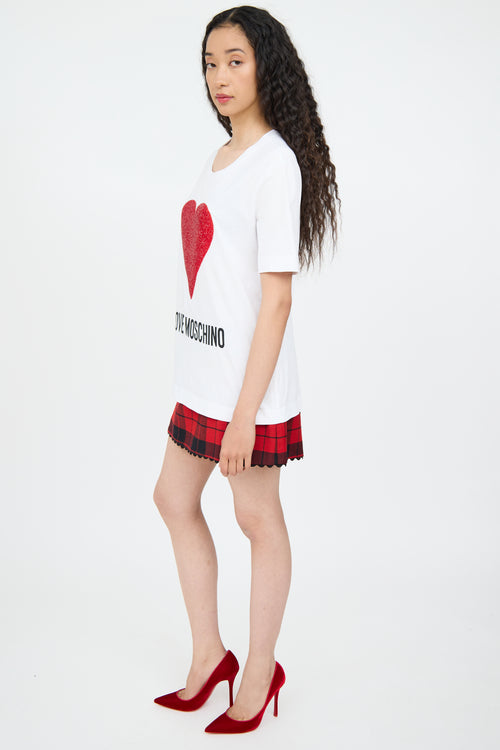 Moschino White & Red Heart Logo T-shirt