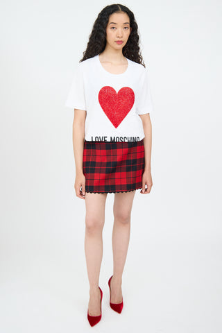 Moschino White & Red Heart Logo T-shirt