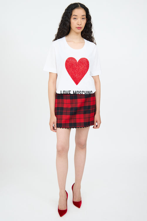 Moschino White & Red Heart Logo T-shirt