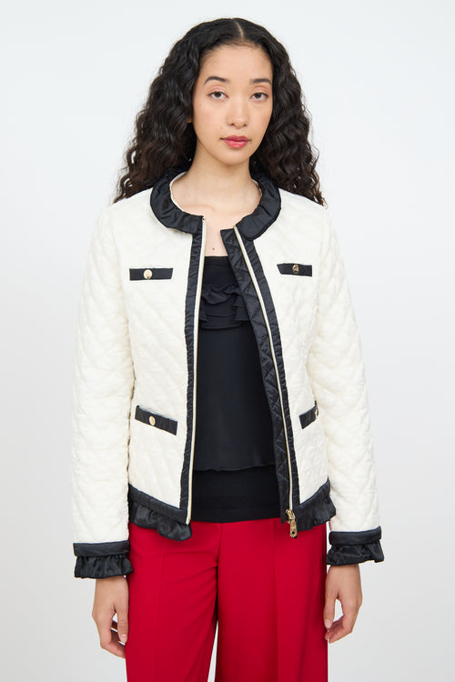 Moschino Cream & Black Quilted Zip Jacket