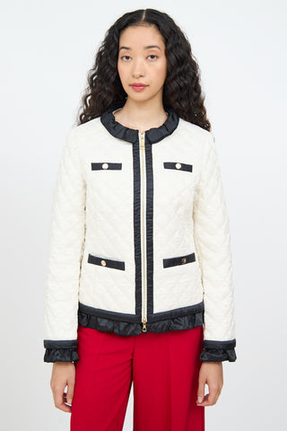 Moschino Cream & Black Quilted Zip Jacket