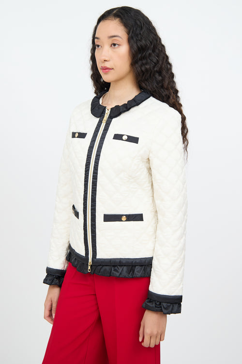 Moschino Cream & Black Quilted Zip Jacket