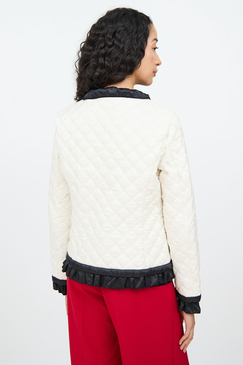 Moschino Cream & Black Quilted Zip Jacket