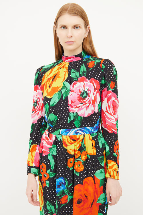 Moschino Black Graphic Floral Dress