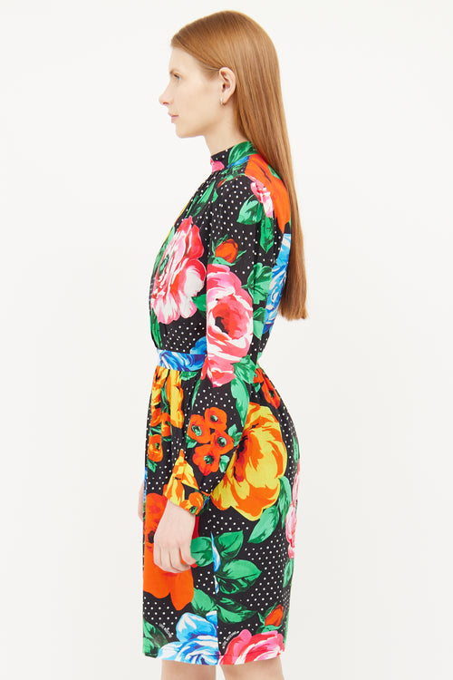 Moschino Black Graphic Floral Dress