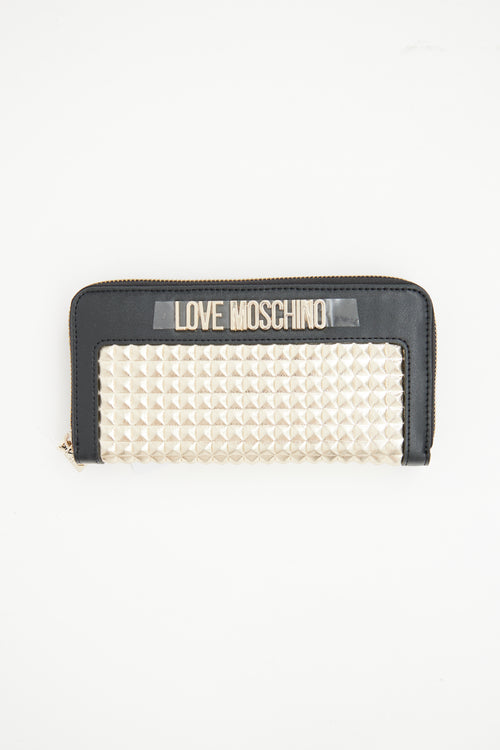 Moschino Black & Gold Quilted Leather Wallet