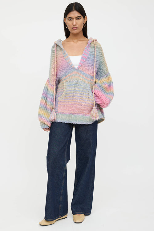 LoveShackFancy Wool Knit Hooded Sweater