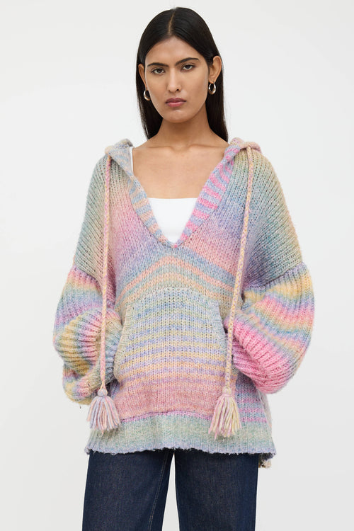 LoveShackFancy Wool Knit Hooded Sweater