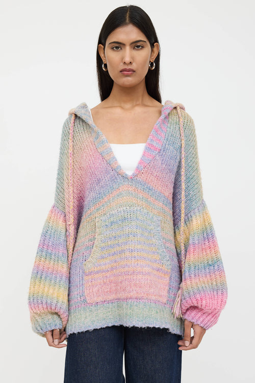 LoveShackFancy Wool Knit Hooded Sweater