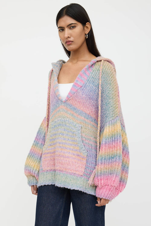 LoveShackFancy Wool Knit Hooded Sweater