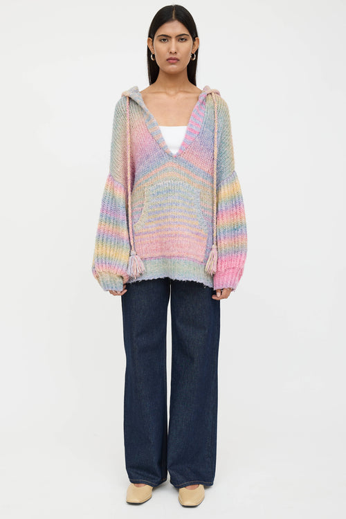 LoveShackFancy Wool Knit Hooded Sweater