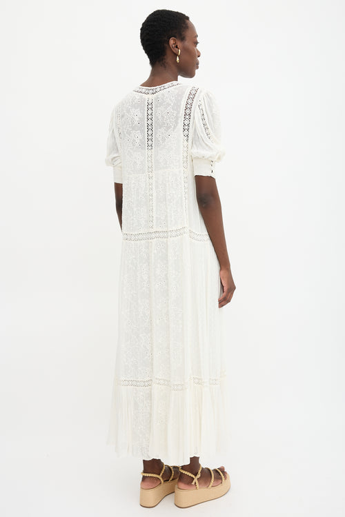 LoveShackFancy Floral Embroidered Tie Dress