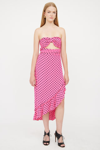 Lovers and Friends Pink & Black Polka Dot Dress