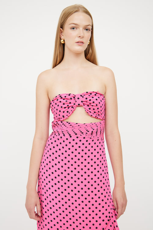 Lovers and Friends Pink & Black Polka Dot Dress