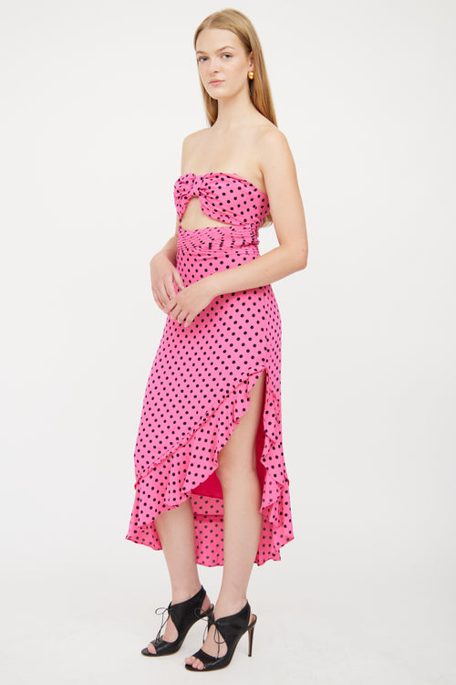 Lovers and Friends Pink & Black Polka Dot Dress