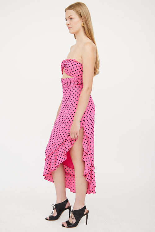 Lovers and Friends Pink & Black Polka Dot Dress