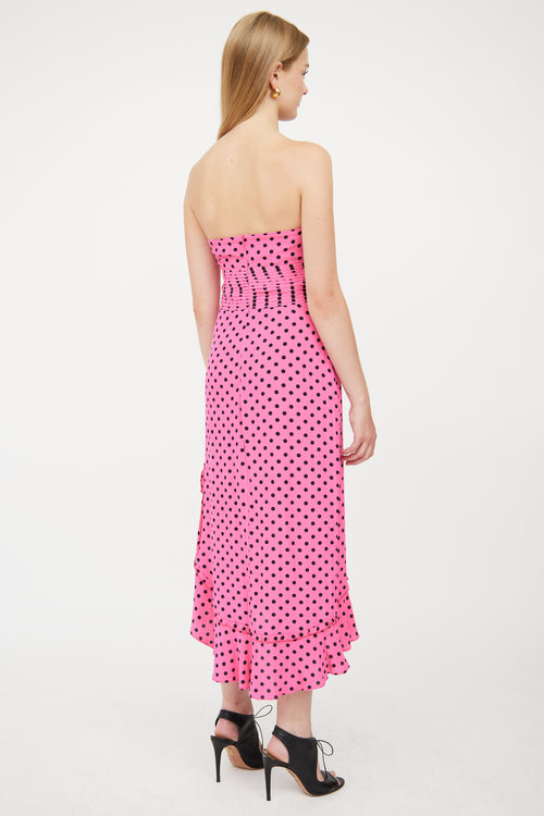 Lovers and Friends Pink & Black Polka Dot Dress