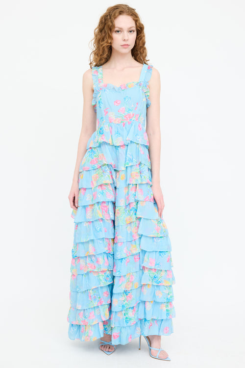 LoveShackFancy Floral Ruffled Maxi Dress