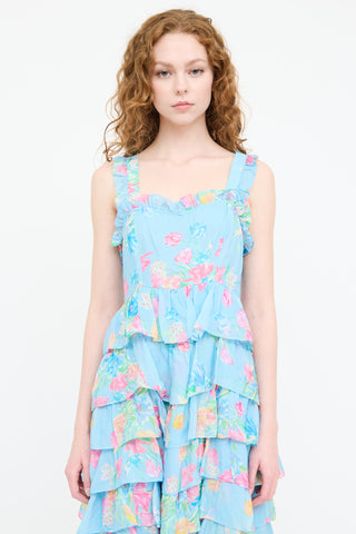 LoveShackFancy Floral Ruffled Maxi Dress