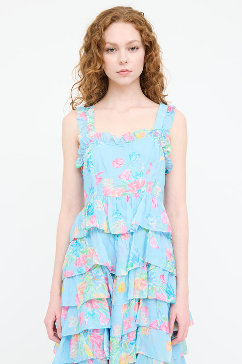 LoveShackFancy Floral Ruffled Maxi Dress