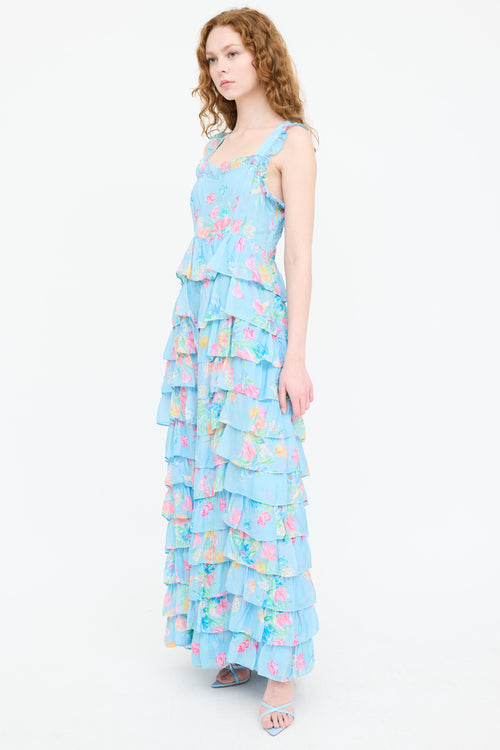 LoveShackFancy Floral Ruffled Maxi Dress
