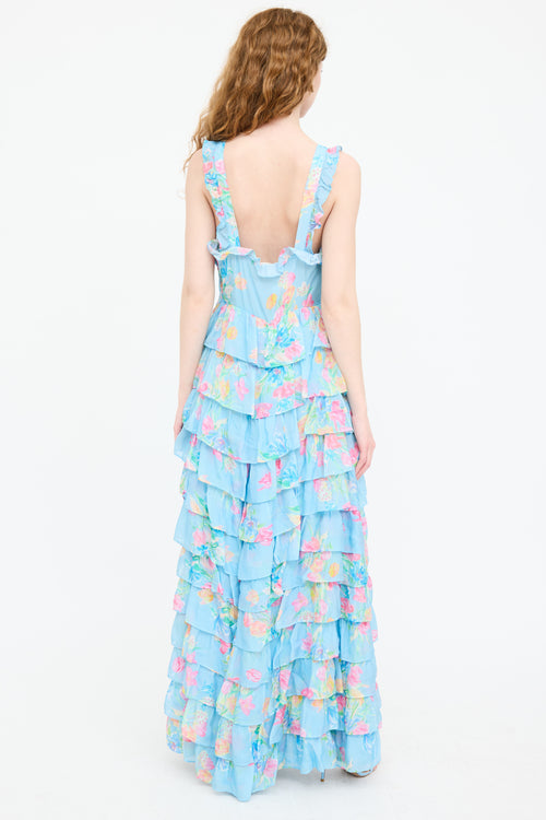 LoveShackFancy Floral Ruffled Maxi Dress