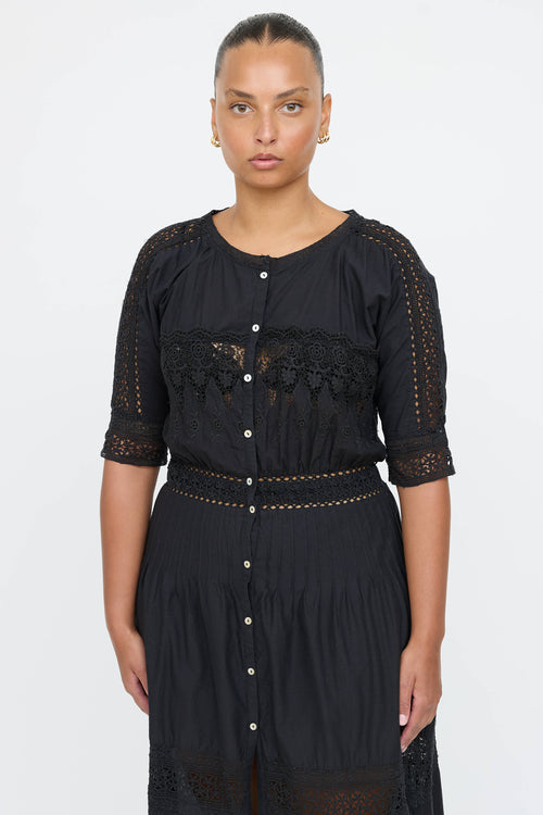 LoveShackFancy Eyelet Button Up Dress
