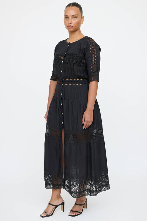 LoveShackFancy Eyelet Button Up Dress