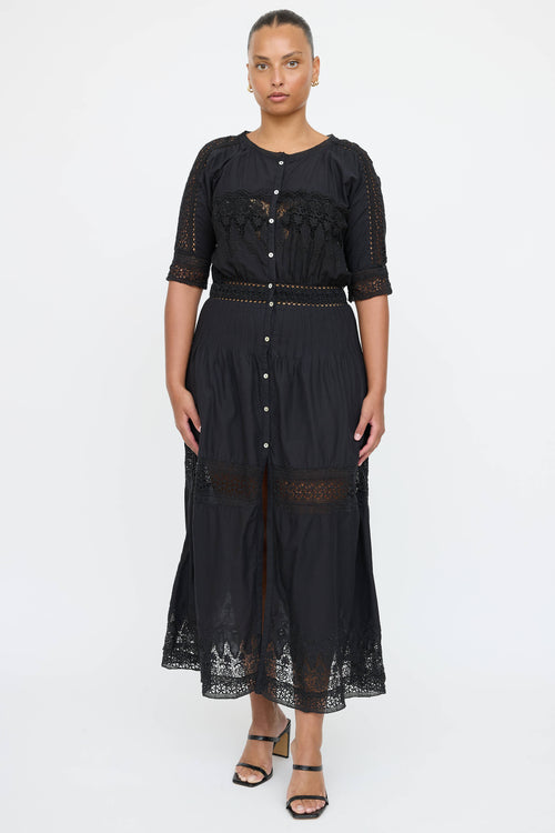 LoveShackFancy Eyelet Button Up Dress