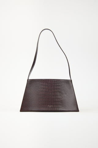 Low Classic Embossed Leather Curved Shoulder Bag