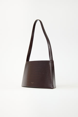 Low Classic Embossed Leather Curved Shoulder Bag