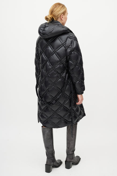 Luxton Black Quilted Belted Down Coat