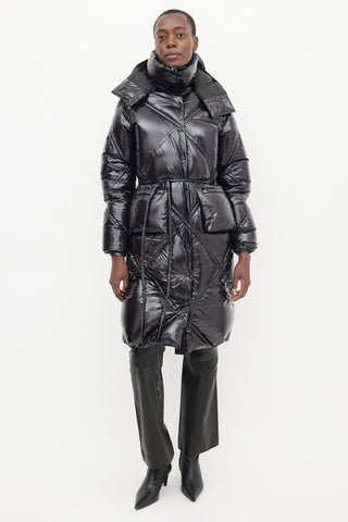 Luxton Black Shiny Quilted Down Coat