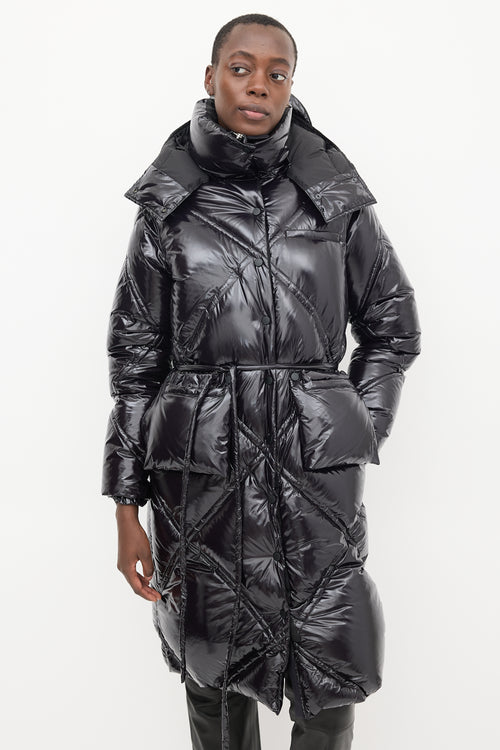 Luxton Black Shiny Quilted Down Coat