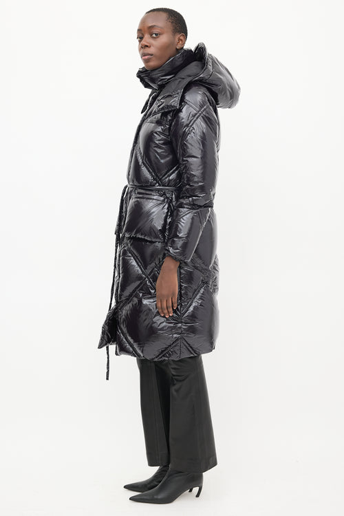 Luxton Black Shiny Quilted Down Coat