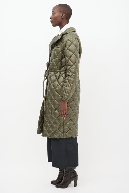 Luxton Green Quilted Nylon Curve Coat