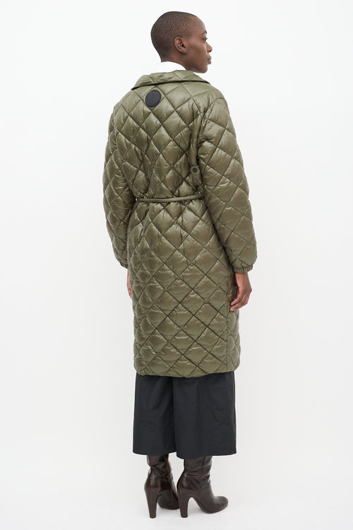 Luxton Green Quilted Nylon Curve Coat