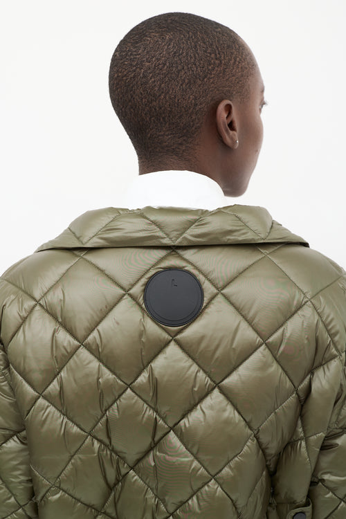 Luxton Green Quilted Nylon Curve Coat