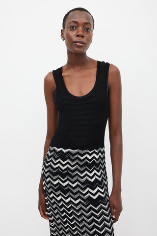 M Missoni Black & White Knit Maxi Dress