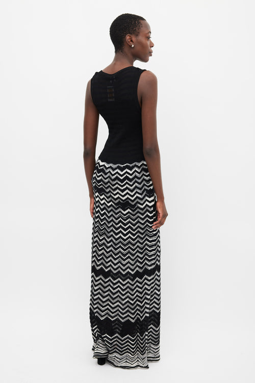 M Missoni Black & White Knit Maxi Dress