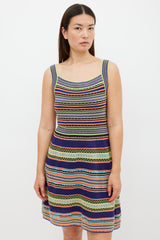M Missoni Blue & Multicolour Textured Striped Midi Dress