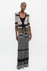 M Missoni Brown & Multicolour Sparkly Tie Front Cardigan