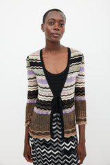 M Missoni Brown & Multicolour Sparkly Tie Front Cardigan