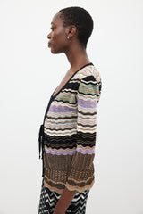 M Missoni Brown & Multicolour Sparkly Tie Front Cardigan