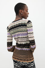 M Missoni Brown & Multicolour Sparkly Tie Front Cardigan