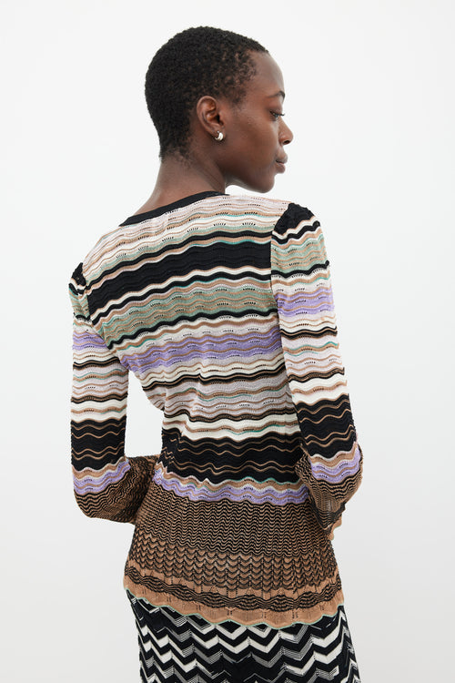 M Missoni Brown & Multicolour Sparkly Tie Front Cardigan