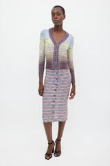 M Missoni Light Blue & Multicolour Gradient Wool Cardigan