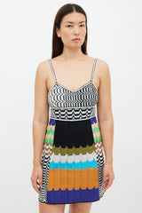 M Missoni White & Multicolour Striped A-Line  Dress