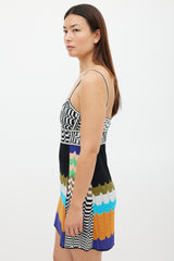 M Missoni White & Multicolour Striped A-Line  Dress