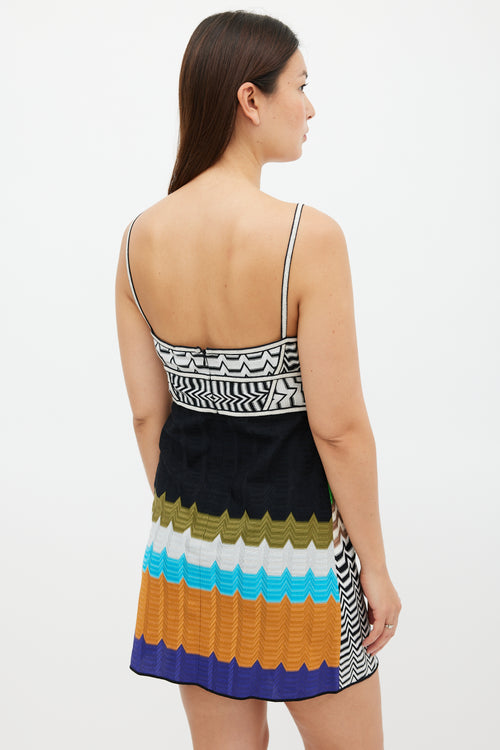 M Missoni White & Multicolour Striped A-Line  Dress
